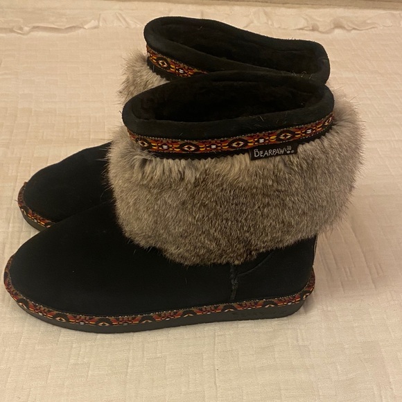 BearPaw Black and Gray Boots with Colorful Trim - Picture 4 of 9